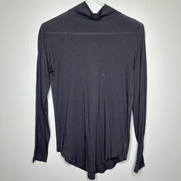 Lululemon Locarno Turtleneck Top Size 8 Dark Carbon Pima Cotton Long Sleeve - Picture 4 of 9
